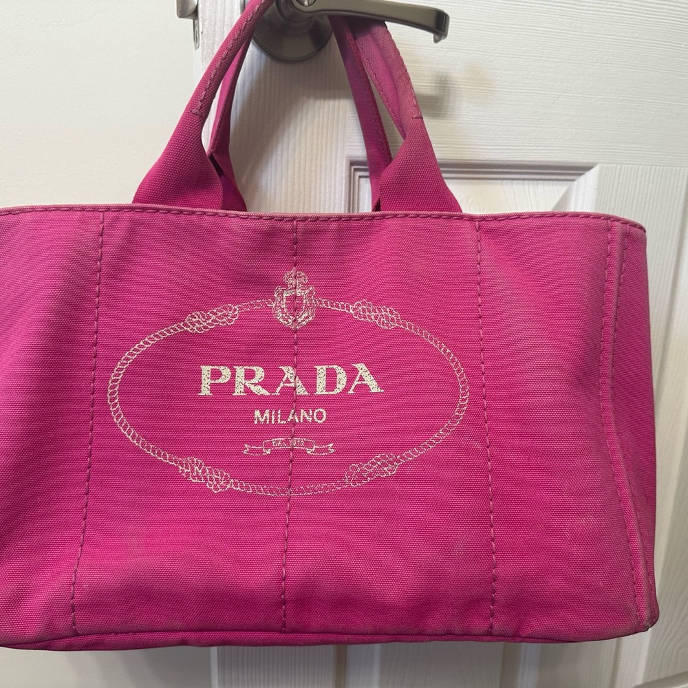 Pink Prada Canapa Large Tote